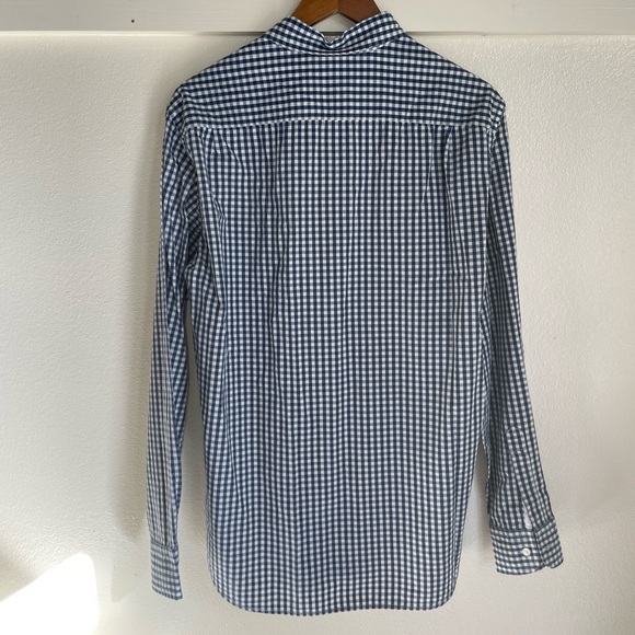 Lucky Brand M Blue White Check Button Down Shirt Too - Picture 7 of 9